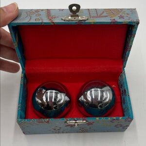Vintage Metal Chinese Stress Balls in Case